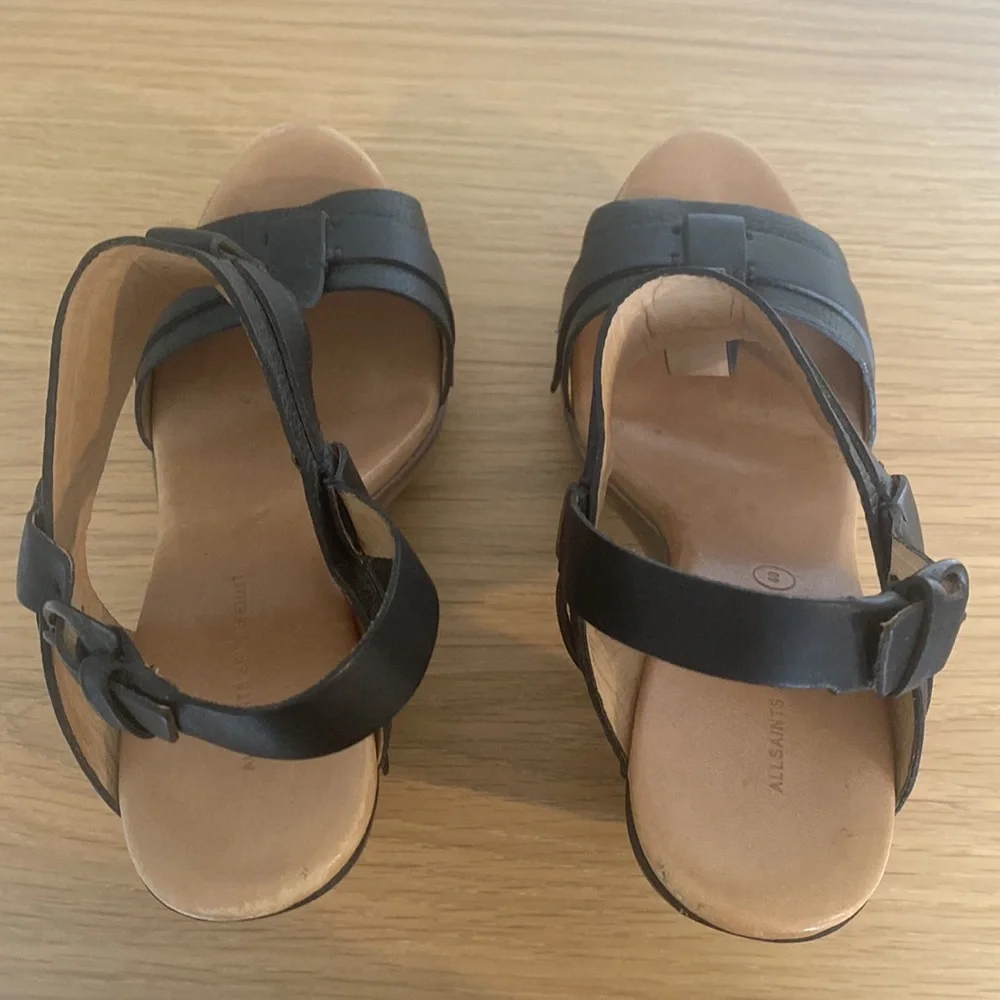 All Saints leather and wood platform sandals - Picture 5 of 6
